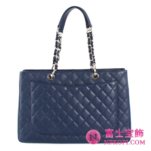 シャネル CHANEL キャビアスキン トートバッグ ブルー＆シルバー A66865AZQWE【2012年新作】